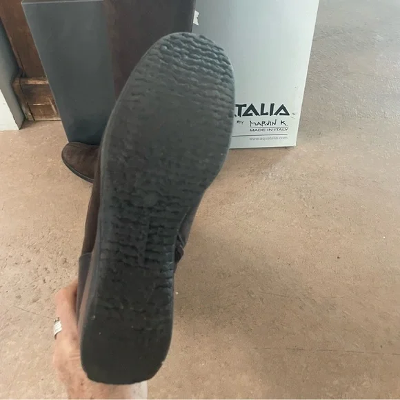 Aquatalia Meadow Boot Brown Suede Size 10 Waterproof Wdge Heel Padded Lining - Picture 12 of 14